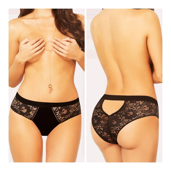 Seven Til Midnight Velvet & Lace Cheeky Panty Back Key Hole Black S M L XL - Picture 1 of 4